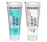 MEEDEN Peinture Acrylique Vert Emeraude: 100 ml Tube Peinture Acrylique Epaisse avec Couleur Blanche Titane Supplémentaire pour Toile Art Peinture