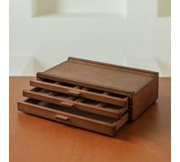 MEEDEN PRO Boîte de rangement pour fournitures d'artiste à 3 tiroirs - Boîte de rangement pour fournitures d'art en bois de hêtre massif - Organisateur portable à tiroirs pour pastels, crayons, stylos