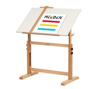 MEEDEN Table de Dessin réglable Blanche : 90,2 x 59,7 cm avec réglage de la Hauteur - Table de Peinture Artisanale en Bois de hêtre Massif - Grande Table inclinable pour Adultes, Artistes, Travail