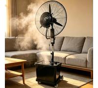 Meedlopia Grand Format Ventilateur Brumisateur 42L - Ventilateur sur Pied Industriel Haute Vitesse, Oscillation 90°, 3 Vitesses, Hauteur 160-200cm - Refroidissement Extérieur Patio, Atelier, Serre