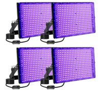 MEEKBOS Projecteur LED UV 300W, Lumière Noire 395 nm, IP65 Étanche, Lampe UV Puissante pour Fête Fluorescente, Soirée Blacklight, Affiche Fluorescente, Anniversaire, Halloween (4 Pièce)