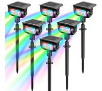 MEEKBOS Spot Solaire LED RGB Jardin, 5 Modes Couleur, 6 Pièces | avec Capteur Crépusculaire, Projecteur Solaire Extérieur IP65 Étanche sur Piquet pour Éclairage de Jardin, Pelouse et Allée