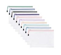 Meekye Lot de 10 porte-documents A4 A5 ou A6 imperméables avec fermeture éclair en maille plastique pour dossiers, cosmétiques, devoirs et accessoires de voyage