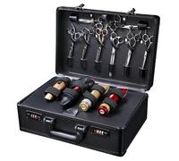 MEELRYD Mallette à outils de coiffeur avec serrure à code, boîte à outils de coiffure, boîte à outils portable pour différents outils de tondeuse à cheveux, noire