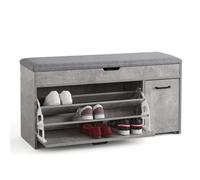 Meerveil Banc à Chaussures, Étagère à Chaussures avec Coussin Style Industriel en Bois pour Entrée Couloir, L100 x P30 x H52 cm, Gris