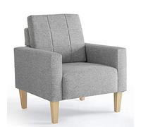 Meerveil - Fauteuil Salon - Fauteuil Crapaud Scandinave en Tissu, Structure en Bois Massif pour Salon Chambre (Gris Clair)