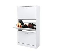 Meerveil Meuble à Chaussures à 3 abattants Armoire à Chaussures 63 x 24 x 120 cm Étagère à Chaussures Meuble à Chaussures en Bois pour Entrée, Salon, Cuisine (Blanc)