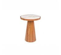 MEES - Table d'appoint bois et marbre D40 Blanc