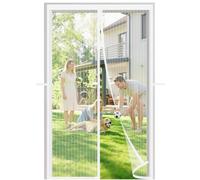 Meet Beauty Moustiquaire Magnetique Porte Fenetre 185x220cm, 3ᵉ Génération Anti-vent, Installation Facile, Multi Tailles Disponibles, Blanc
