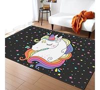 MeeTe Dessin Animé Licorne Tapis Doux Tapis Mince Fille Chambre Dame Salon Couleur Cheval Porte-Bonheur Rose Violet Bleu Tapis (Couleur 03,150_x_200_cm)