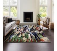 MeeTe Tapis De Salon Fairy Tail Vert À Poils Courts pour Chambre d'enfant, Lavable, Motif Floral Vintage (Fairy Tail 01,60x90 cm)