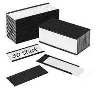 Meetory Lot de 50 étiquettes magnétiques 25 mm x 50 mm, profil C, porte-étiquettes, magnétiques avec insert en papier et film de protection, pour étagère en métal, casier et tableau blanc