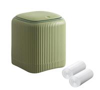 MEETOZ Mini poubelle de bureau en plastique avec couvercle à pression, pour salon, cuisine, salle de bain, bureau, voiture, avec 60 feuilles de sacs poubelle (vert)