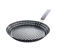 MEETOZ Poêle à barbecue anti-adhésive, poignée en bois pliable avec trous, poêles, accessoires de barbecue, outils de cuisine, 30,5 cm