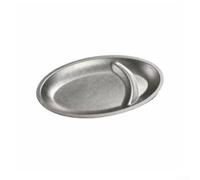 MeevrgR Assiette à goûter en acier inoxydable - 25 x 17 cm - Plateau de service ovale pour apéritifs, frites, sauces, repas à la maison et réunions en plein air (1)