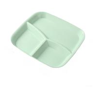 MeevrgR Assiette carrée à trois compartiments - Paille durable et polypropylène, 25 x 23 cm. Repas organisés pour les maisons modernes, contrôle des portions et service de salade (vert clair)