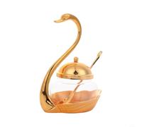 MeevrgR Bocal à assaisonnement en alliage avec réservoir intérieur en verre transparent et cuillère pour la maison, l'hôtel, le comptoir - Doré (doré)