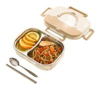MeevrgR Boîte à déjeuner en acier inoxydable avec séparateur, grade 304 résistant aux fuites avec cuillère, baguettes et sac, kit de repas portable pour adultes et enfants (C)