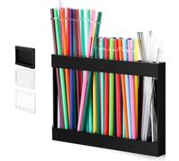 MeevrgR Distributeur de paille en acrylique transparent avec design multi-grille pour couverts, cuillères, fourchettes, bar station 26 cm (noir)