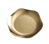 MeevrgR Élégant plat de service en forme de fleur en acier inoxydable doré et argenté pour cuisine, salle à manger, décoration d'intérieur, fête, buffet, présentoir de vaisselle de 17 cm (11 cm, doré)
