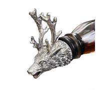 MeevrgR Ensemble bec verseur et bouchon en métal en forme de tête de cerf élégant 2 en 1 avec joint de fraîcheur, accessoire de bar rustique pour chalet de chasse, cabane, décoration d'intérieur