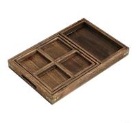 MeevrgR Lot de 7 plateaux à thé japonais en bois de paulownia massif pour café et repas, finition rustique minimaliste, triple polissage lisse pour surface pour vaisselle de cuisine, marron (A)