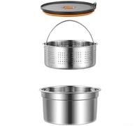 MeevrgR Lot de récipients alimentaires en acier inoxydable avec couvercle et passoire, 304 hermétiques pour fruits et légumes, panier de vidange empilable, argenté (600 ml)