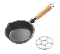 MeevrgR Petite poêle à frire en fonte de 10 cm pré-enduite pour œufs et crêpes - Robuste pour mini friteuse avec poignée d'aide pour plaque à induction, grill et cuisine maison (D15 cm)