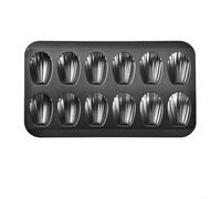 MeevrgR Plaque de cuisson antiadhésive en acier inoxydable à 12 trous pour mini pain, desserts, 39,9 x 22,6 cm (noir)