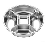 MeevrgR Plateau de service rond en acier inoxydable à 5 sections pour collations, fruits, accompagnements, cuisine, empilable, argenté, 22,5 cm