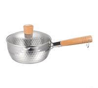 MeevrgR Poêle à neige en acier inoxydable de style japonais, poêle à frire et grill antiadhésive avec bec verseur en forme de V, pot à soupe et pot à lait pour plaque à induction, finition argentée