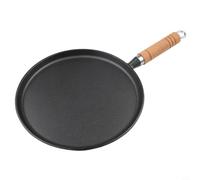 MeevrgR Poêle en fonte de 23 cm d'épaisseur avec manche en bois - Poêle à frire antiadhésive pour crêpes, jambon et poffertjes - Convient pour tous les types de plaques de cuisson - Passe au four (26)