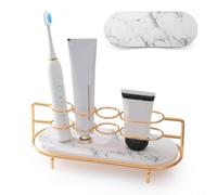 MeevrgR Porte-brosse à dents en diatomite avec cadre en fer doré, base en pierre à séchage rapide pour comptoir, organiseur de salle de bain pour brosses et rasoirs, 25 cm (B)