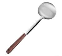 MeevrgR Spatule de cuisson en acier inoxydable et bois de noyer, cuillère wok à long manche pour retourner et sauter, ustensile de cuisine avec design résistant à la chaleur, facile à nettoyer, argent
