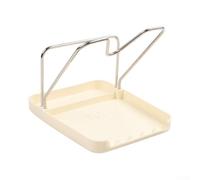 MeevrgR Support de couvercle de casserole avec repose-cuillère, organiseur de cuisine en plastique et acier inoxydable pour le nettoyage des couvercles, ustensiles et comptoir (double poteau)