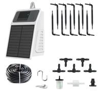 MeevrgR Système d'irrigation goutte à goutte solaire 10 m - Kit d'arrosage automatique pour jardin, balcon - Appareil d'entretien des plantes avec batterie IPX5 étanche 2200 mAh - Tube en PVC