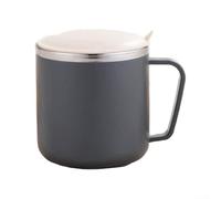 MeevrgR Tasse de voyage isotherme à double paroi en acier inoxydable avec poignée - Gobelet thermique anti-fuite pour voiture et bureau - 400 ml (gris)
