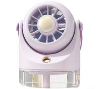 MeevrgR Ventilateur brumisateur portable avec flacon pulvérisateur d'eau - Refroidisseur portatif silencieux rechargeable par USB pour l'été et le camping en plein air 9,75 x 7 x 12,75 cm (violet)