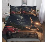 MEFESE Eiffel Tower 3 Piece Quilted Bedspread Paris Theme Comforter Bedding Set Bed Throw with Pillow Shams Glissière Entretien Facile Qualité Parure Luxury Soft Bedding Boys Girls King（220x240cm）