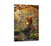 MEFESE Fresque Écureuil Murale Classique 3D-Toile Résistante Pour Salon,Salle De Bain & Cuisine. Antidéformation & Couleurs Durables Écureuil Tableau Decoration 20x30inch(50x75cm)