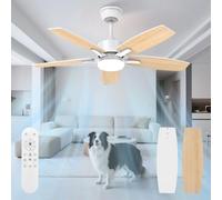 Mefine Silencieux Ventilateur da Plafond avec Lumiere et Telecommande | 2 finitions blanc/bois clairé, éclairage LED 3CCT dimmable, 6 vitesses, moteur DC réversible, pour chambre, salon et cuisine
