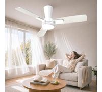 Mefine Ventilateur Plafond avec Lumière 106cm Silencieux, 3 Pales à Clipser | Plafonnier ventilateur, montage rapide, pales double face bois clair/blanc, LED 3CCT dimmable, 6 vitesses, chambre et salon