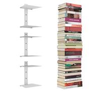 Mefirt Étagères Flottante Invisibles Livre, 6 Étagères Verticales Etagere Murale Livre Invisible pour la Décoration de la Chambre, Rénovation de Bureau à Domicile, Lot de 3, Blanc