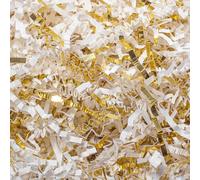 Mefleet 0,5 kg de papier froissé blanc et doré pour boîte cadeau - Remplissage de panier cadeau - Remplissage de boîte cadeau pour Noël, Halloween