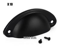 Mega-Deal 10pcs Coquille Fer Poignée Porte Cabinet Bouton Tiroir Placard Intérieure Meuble Tirer Avec Vis (noir)