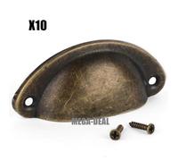 Mega-Deal 10pcs Coquille Fer Poignée Porte Cabinet Bouton Tiroir Placard Intérieure Meuble Tirer Avec Vis (couleur bronze)
