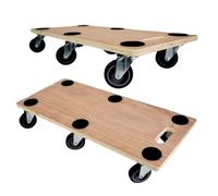 Mega Deal 2X Chariot à roulettes Pro avec 6 roulettes | HxLxP 11x30x68cm | Capacité de Charge 300kg | Panneau de contreplaqué | Marron