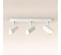 mega lumen Luminaire plafonnier blanc, spot orientable plafond, 3 spots | Luminaire plafonnier GU10 moderne, LED plafond orientable ; 3 ampoules incluses, 5 W et 450 lm chacune, 3000 K blanc chaud.