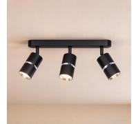 mega Lumen Plafonnier Rampe de Spots LED Noir, 3 Têtes Orientables Moderne | Spot de Plafond et Applique Murale,Aluminium,2 Circuits Indépendants, Ampoule Remplaçable, Installation facile pour Couloir