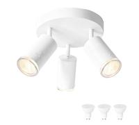 mega lumen Plafonniers 3 Spots Orientables, Spots de Plafond IP44 Étanches | Applique Plafond Intérieur avec GU10 Ampoule, Plafonnier LED Spot pour Couloir Cuisine Chambre, Luminaire en Aluminium
